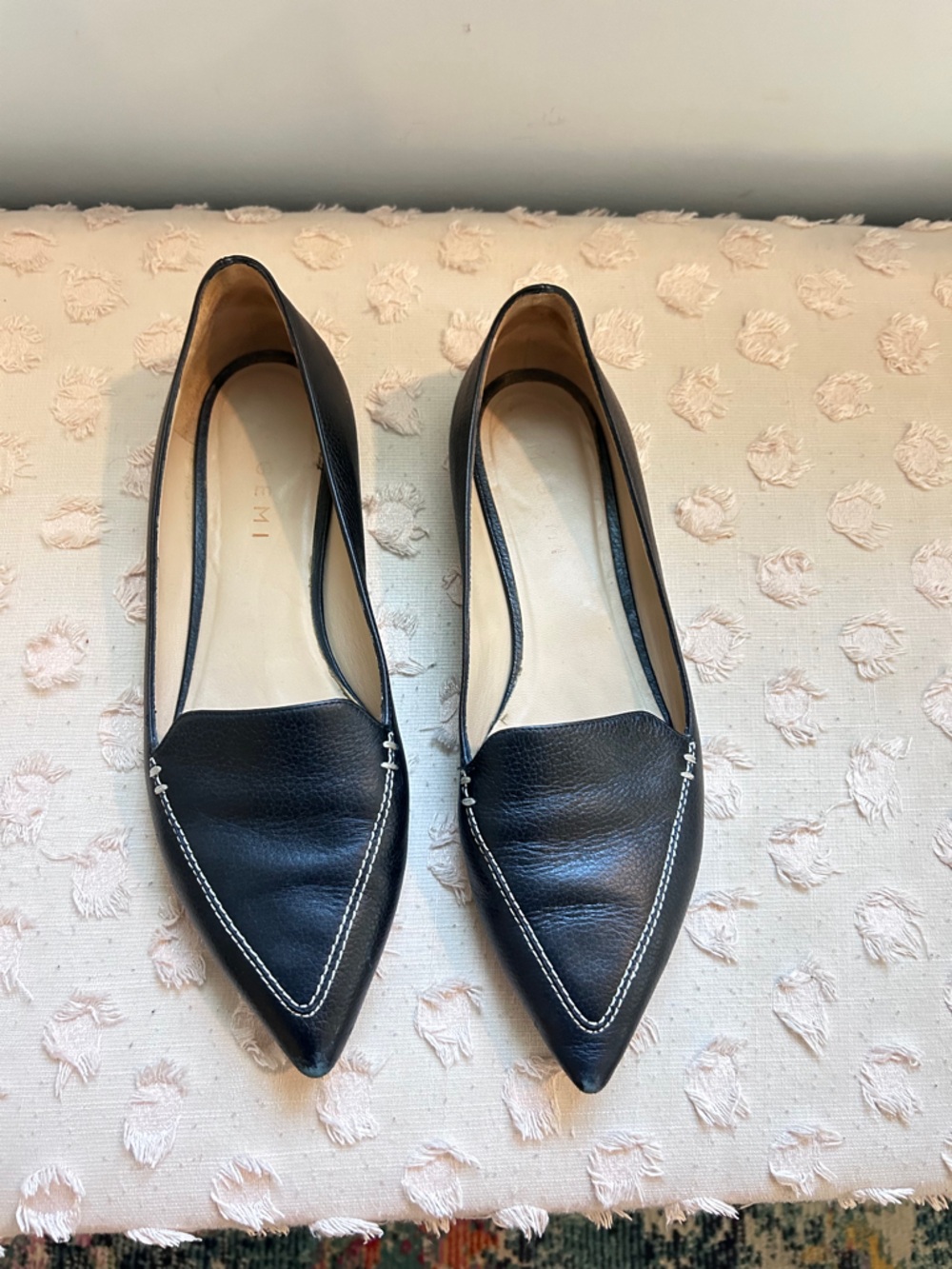 M Gemi Classic Pointed Toe Leather Loafer Black Size 40